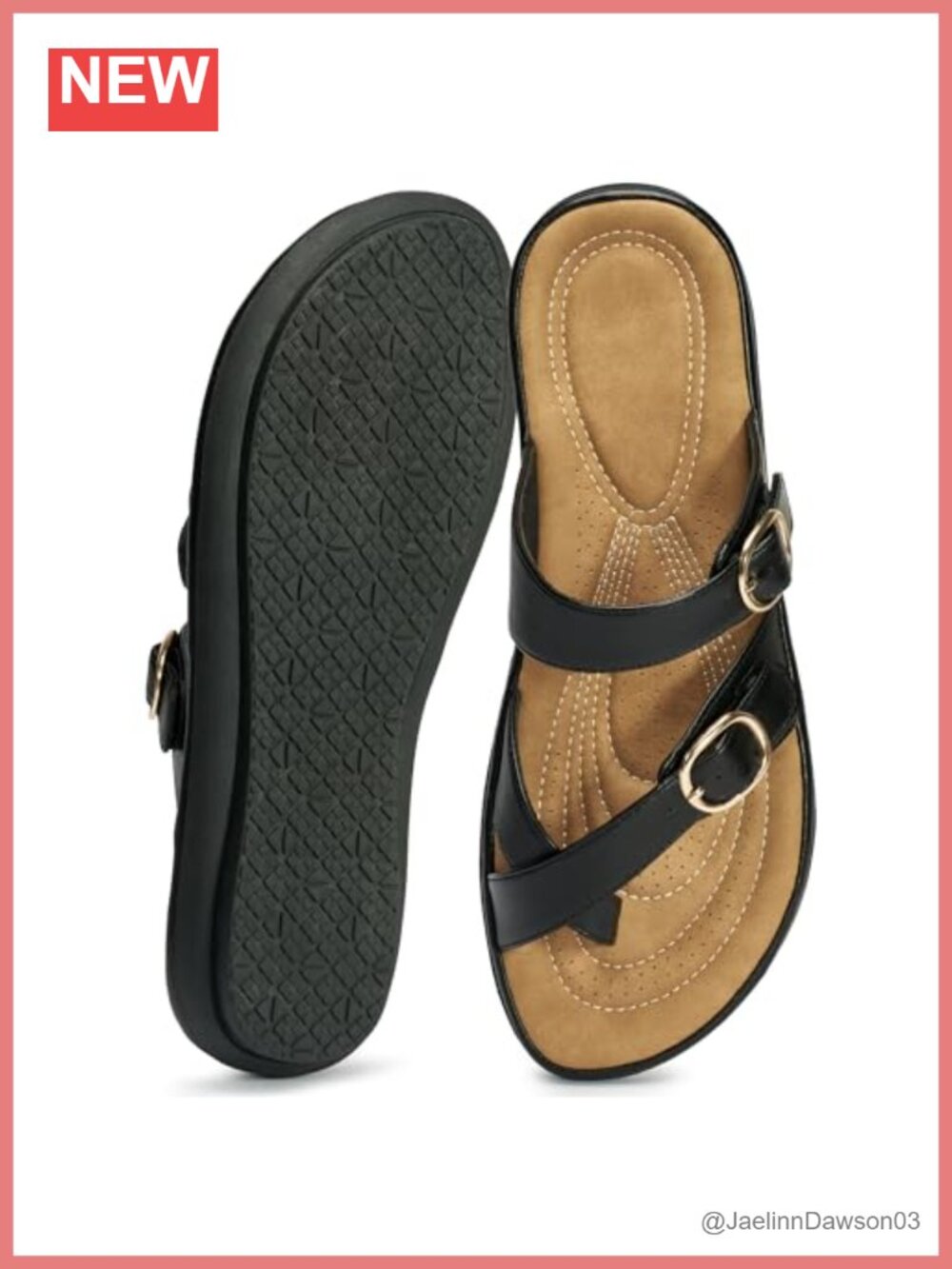 Comfortable Flat Sandals with Adjustable Buckles - Orthopedic Slide Sandals for
